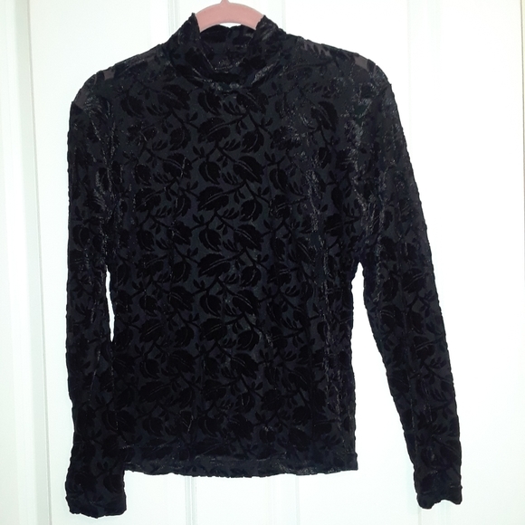 Frazier Lawrence Black burnout velvet top - Picture 1 of 2